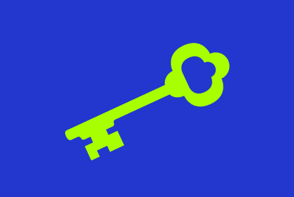Illustration of key - symbolizing access to expertise. The key is bright green on a dark blue background.