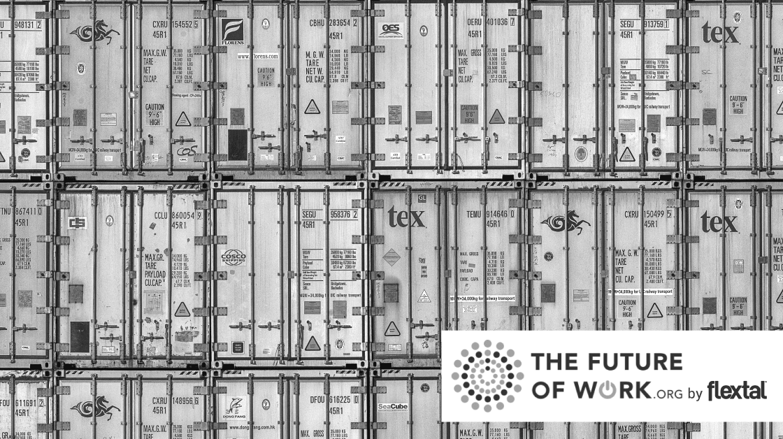 shipping containers stacked on one another.