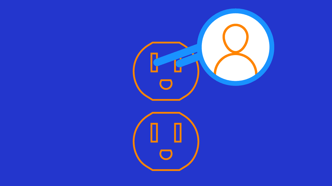 illustration of outlet plugs with a freelancer outline being plugged in - depicting the concept of fractional marketing assistance