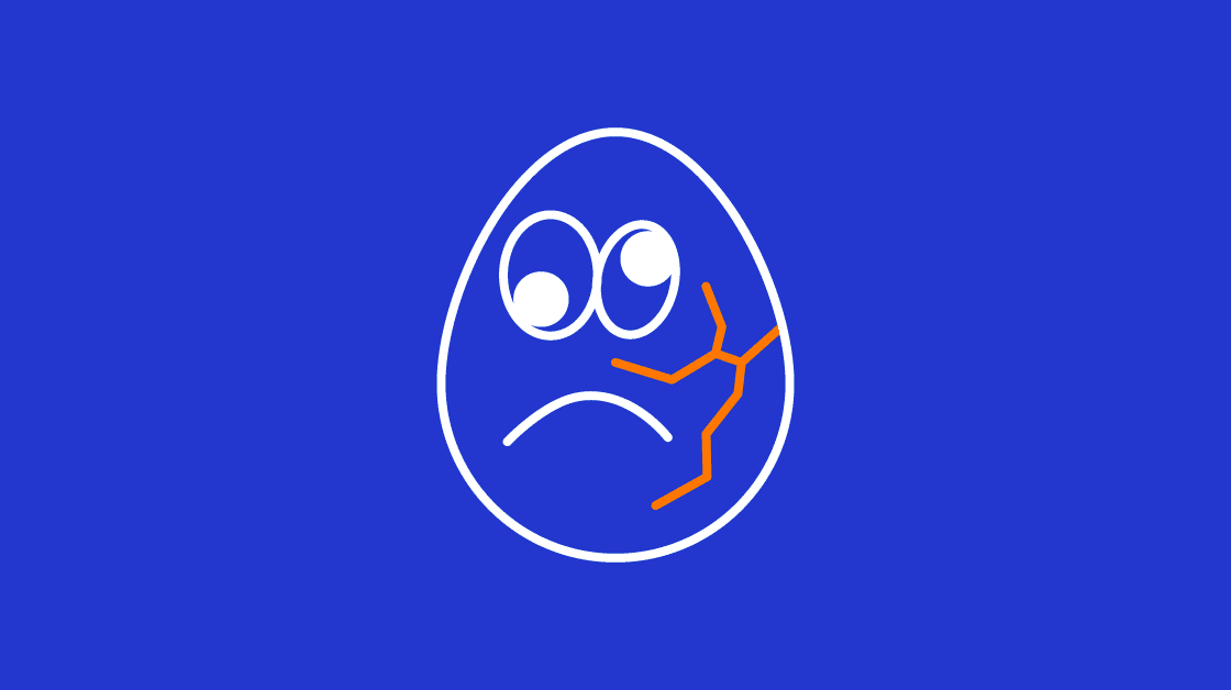 illustration of an egg with a sad face on it - and a crack. Implying the idea of quiet cracking.